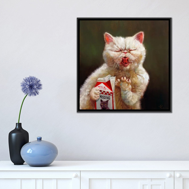 «Sour Milk», reproduction sur toile, H 18 po x l 18 po x P 1,5 po, Toile avec cadre noir, Pas de tapis