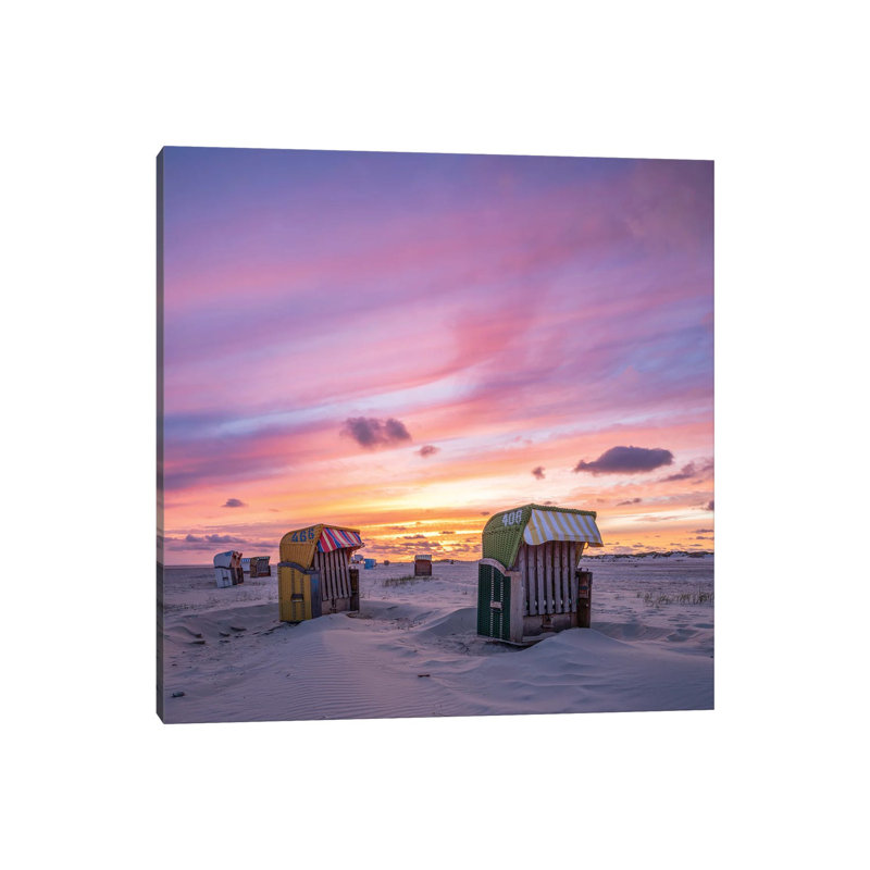 Sunset At The Beach, North Sea Coast, Germany by Jan Becke - Gallery-Wrapped Canvas Giclée on Canvas, Canvas