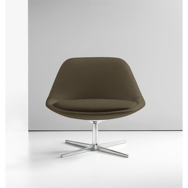 Chiara Lounge Chair, Polished Aluminum, Vella Peppercorn