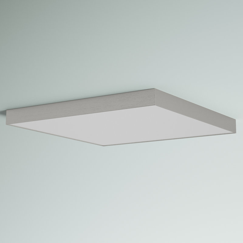 Plafonnier encastré 1 lumière DEL Warrenton, Nickel satiné, H 0,75 po x l 10,5 po x P 10,5 po
