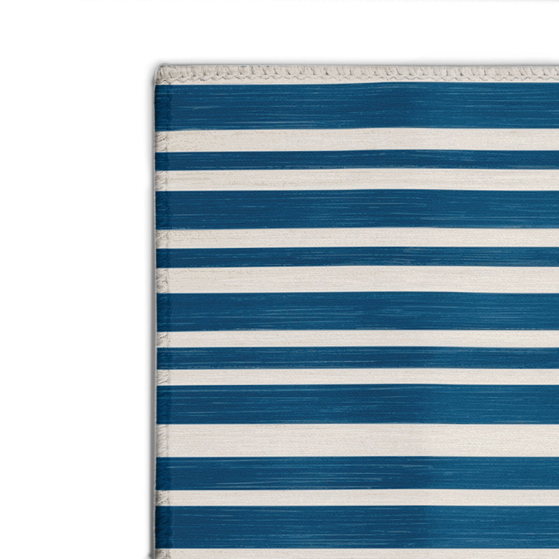 Tapis intérieur / extérieur bleu HorizontalStripes, Rectangulaire 2 pi x 3 pi