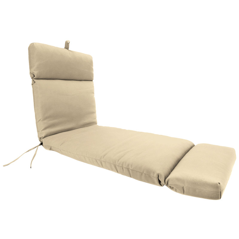 72" x 22" Outdoor Chaise Lounge Cushion with Ties and Loop, Tan
