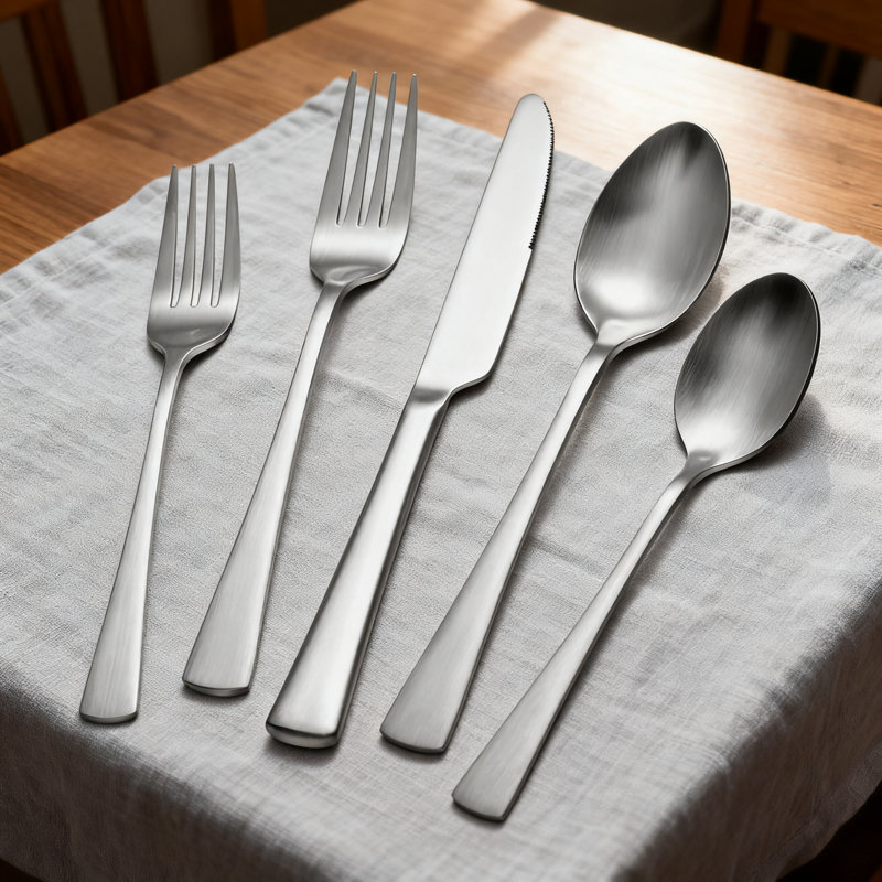 Ensemble de couverts 40 pièces pour 8, ensemble de couverts en acier inoxydable 18/10 avec finition satinée mat, ensemble de couverts forgés allant au lave-vaisselle pour un usage quotidien et formel