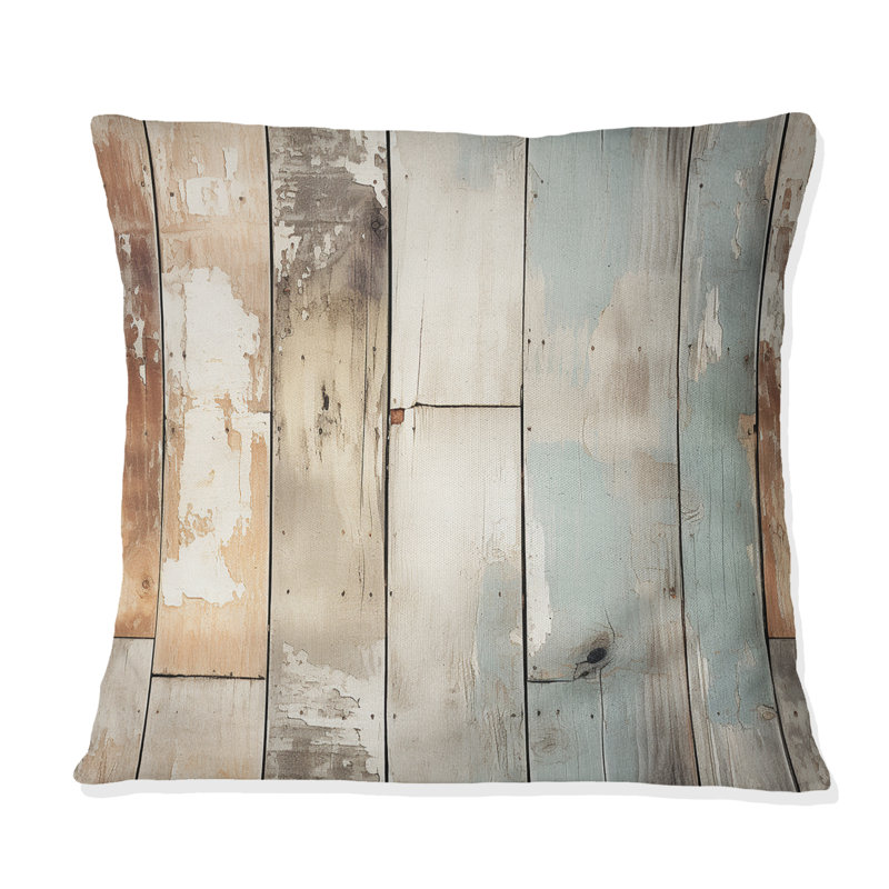 Coussin Rustic Farmhouse Wooden Planks III - Vintage, 16 po x 16 po