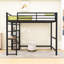 Lit mezzanine double avec tablettes intégrées, bureau et échelle