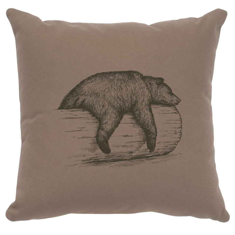 Wooded River Image Pillow - Bear on a Log - Cotton Alabaster, Alabaster