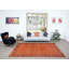 Tapis turc orange fait à la main 7 x 10,3 pi, motif floral moderne, décoration bohémienne