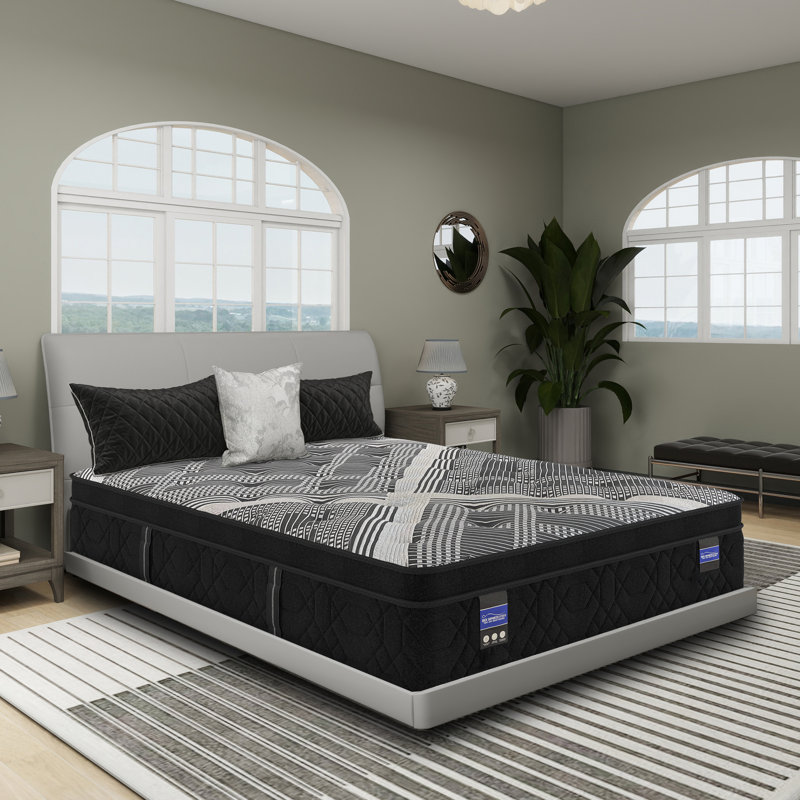 Ibapah 13.5" Plush Eurotop Hybrid Mattress with Cooling Gel Foam and Individually Encased Coils, Made in USA, Twin