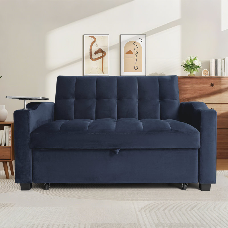 Williams Pull Out Sleeper Sofa, Blue