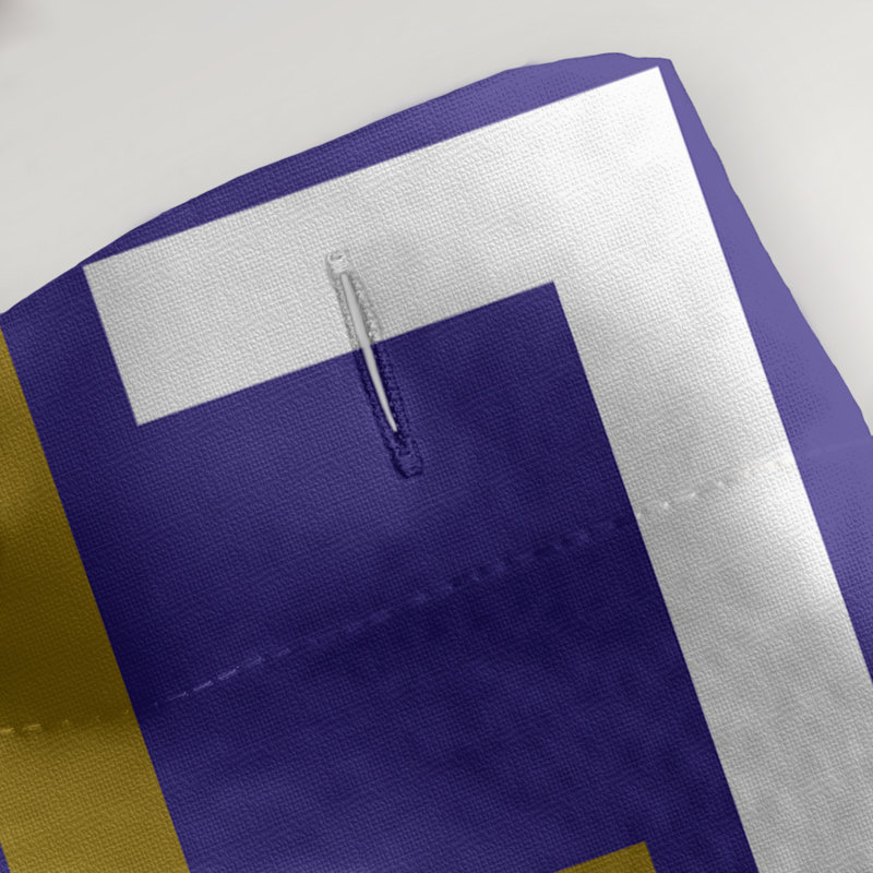 Rideau de douche géométrique simple, Purple/Metallic Gold/White
