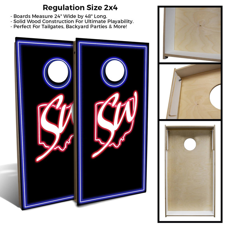 2' x 4' Neon Light Solid Wood Cornhole Board Set