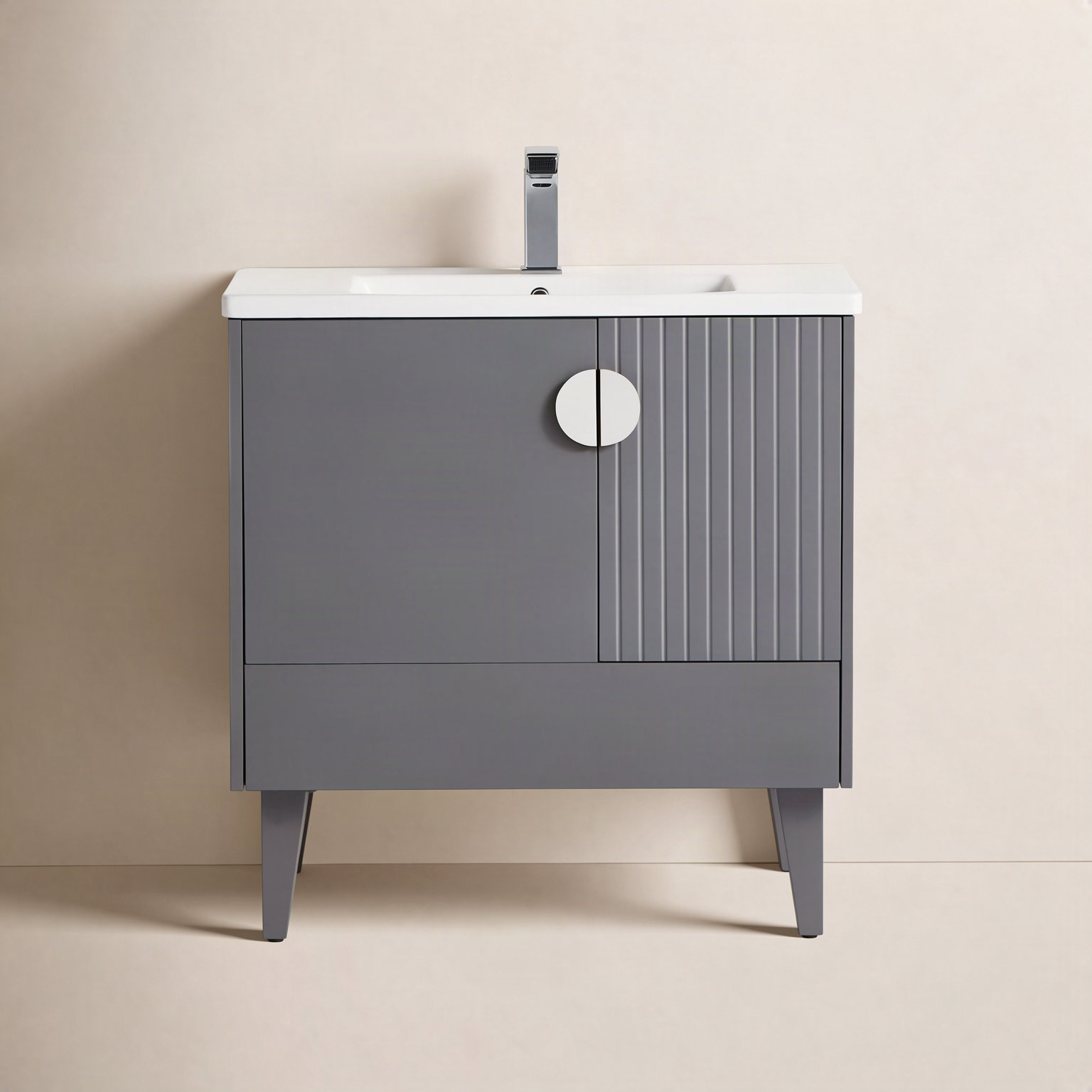 Saimah 30 " Single Bathroom Vanity, Rock Gray, Polished Chrome