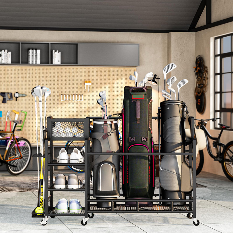 Heavy-Duty Golf Bag Organizer with Lockable Wheels