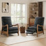 Ilaan 26" Classic Faux Leather Manual Push Back Recliner With Parawood Base (Set Of 2)
