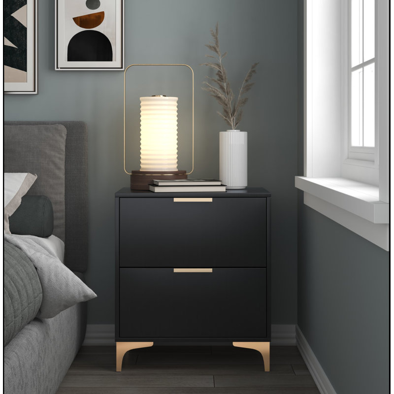 55.12 cm W Bedside Table, Black