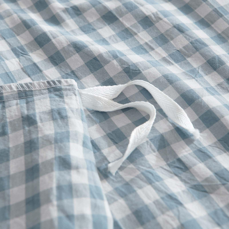 Nayoroom 3 Pieces Gingham Duvet Cover 100% Washed Cotton Plaid Checkered Duvet Cover Set Modern Grid Bedding Set With Zipper Closure Corner Ties