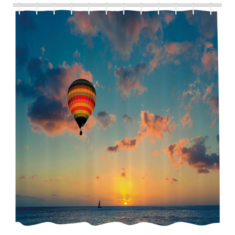 Ensemble de rideau de douche coucher de soleil et crochets, H 70 po x l 69 po