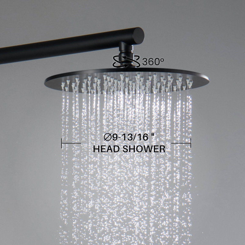Thermostatic Complete Shower System with Rough in-Valve, Matte Black