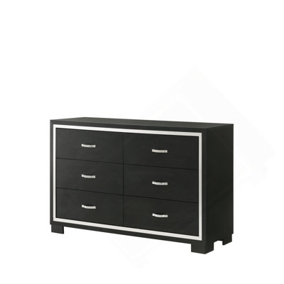 Mobilier de chambre à coucher moderne en bois noir élégant avec commode et commode 1 pièce Glam