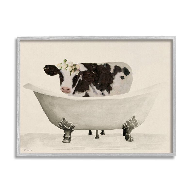 Vache de baignoire antique encadrée, art giclée par Stellar Design Studio, Estampe numérique Farmhouse