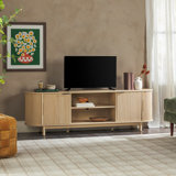 Dragelin Modern Reeded TV Stand with Open Storage