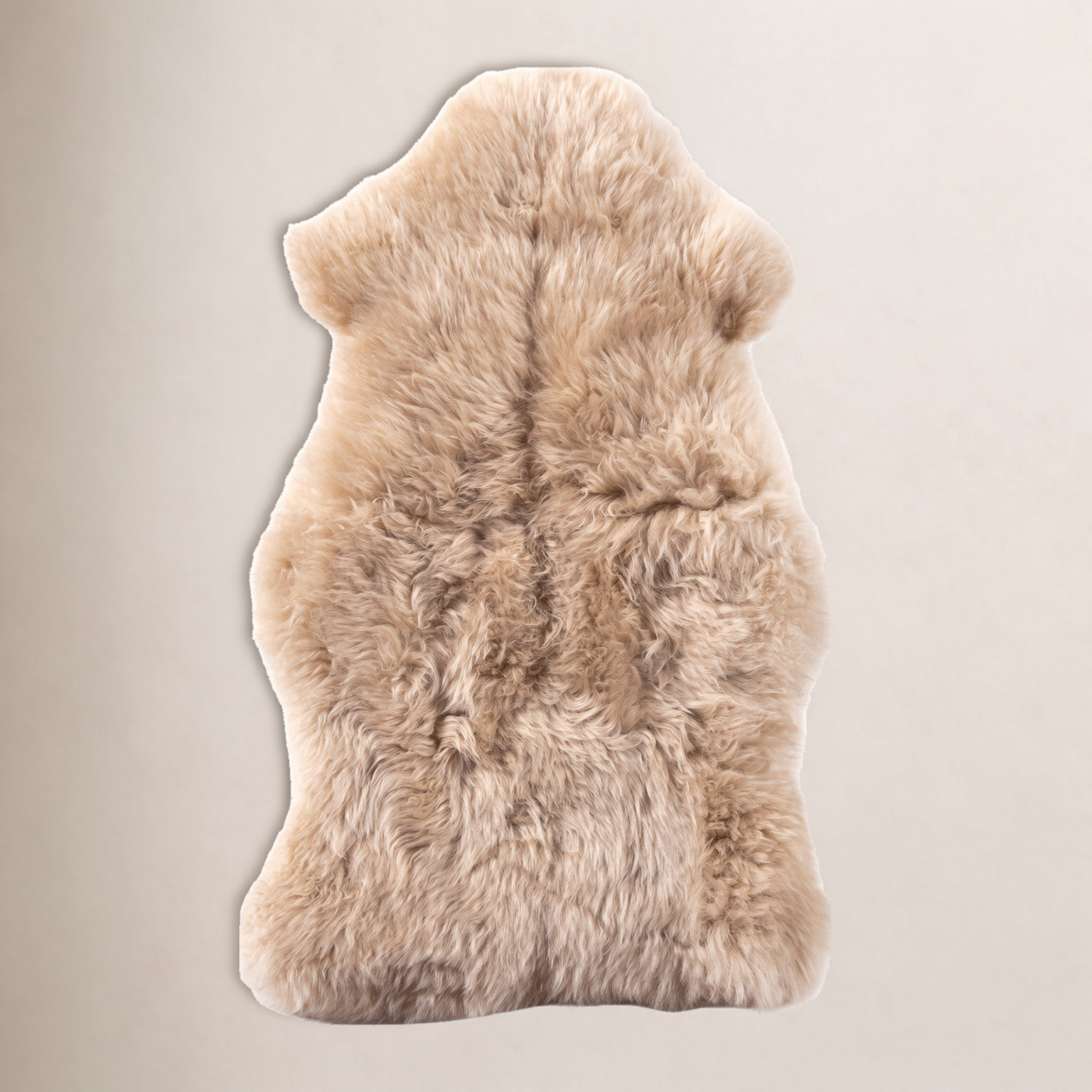Stacey Hand-Woven Lambskin Rug, Beige