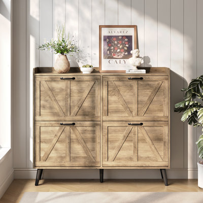 Armoire à chaussures avec tiroir Farmhouse, rangement pour chaussures en bois pour 20 paires dans le vestibule, rangement caché
