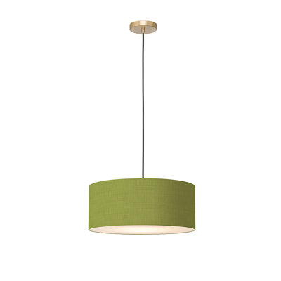 Stretch Pendant, Avocado Linen Shade, Weathered Brass