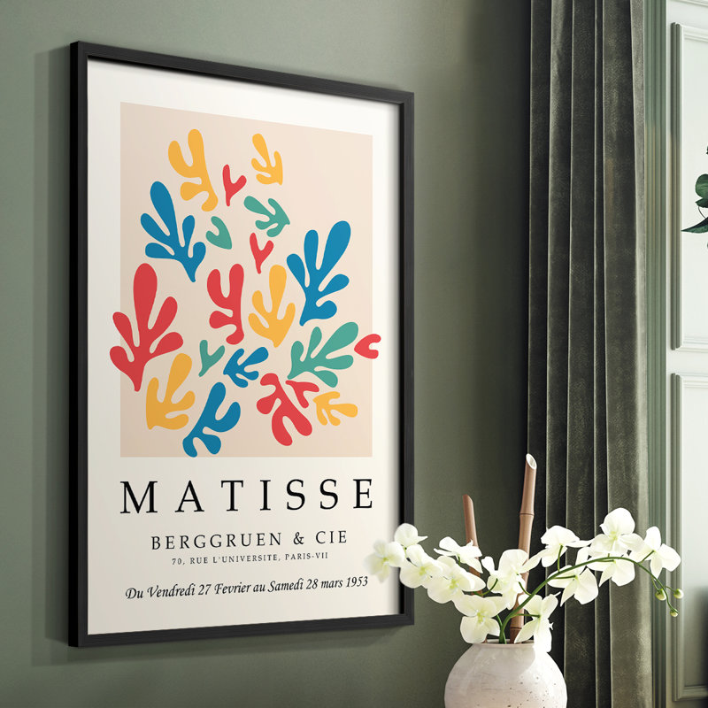 Matisse CECXLV, reproduction encadrée - bois massif, H 28 po x l 22 po, Noir