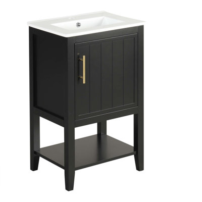 20 Inch Modern Bathroom Vanity With Sink, Soft Closing Door, Storage Rack, And Open Shelf For Efficient Organization