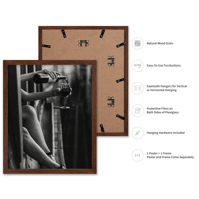 Boire au balcon, Poster, Brown Framed, 11"H x 14"W