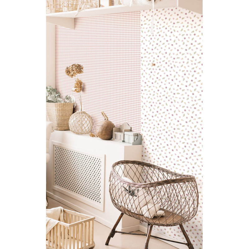 Little Explorers 2 Two Tone Gingham Wallpaper Roll, Pink