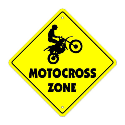 Motocross-M Crossing Sign Zone Xing Indoor Outdoor 17 Inch Tall Dirt Bike Supercross Cycle Racing Tricks Track Racer BMX