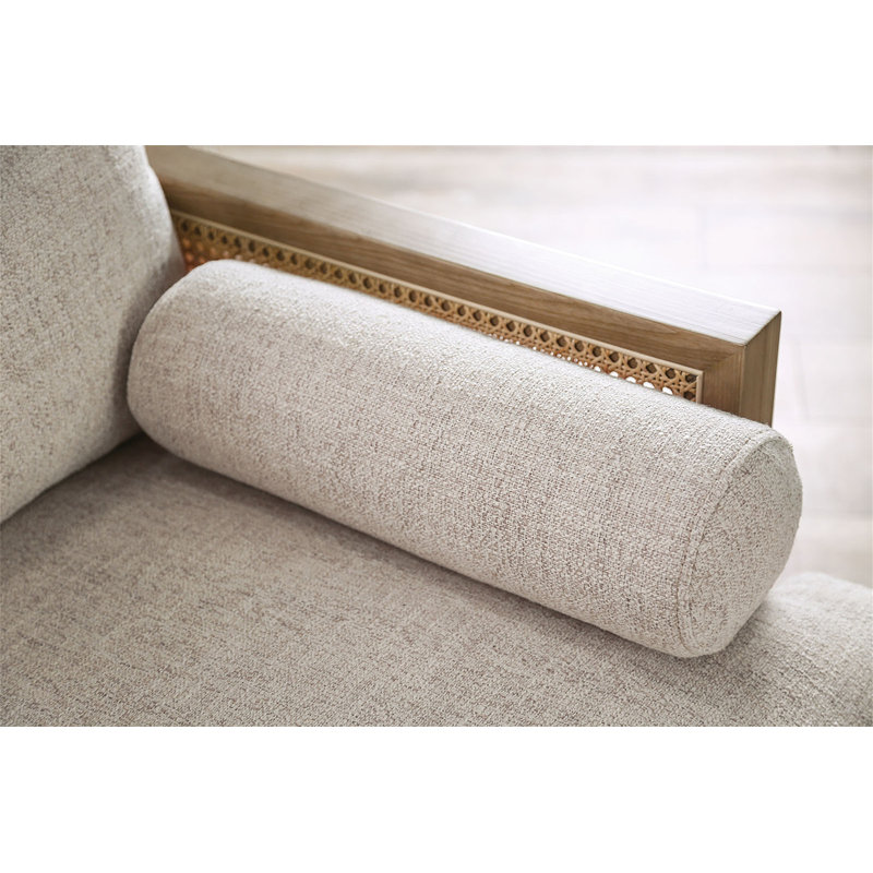 Salon de style Mid-Century moderne 1 pièce avec magnifique traversin latéral et pieds fuselés en bois avec dossier réversible beige et chêne clair pour salon principal