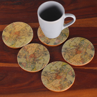 Ensemble de sous-verres en bois fait à la main NOVICA (ensemble de 5)