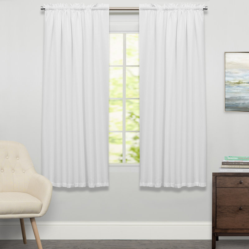 Calne Opaque Curtain Single Panel, White, 54" W x 84" L