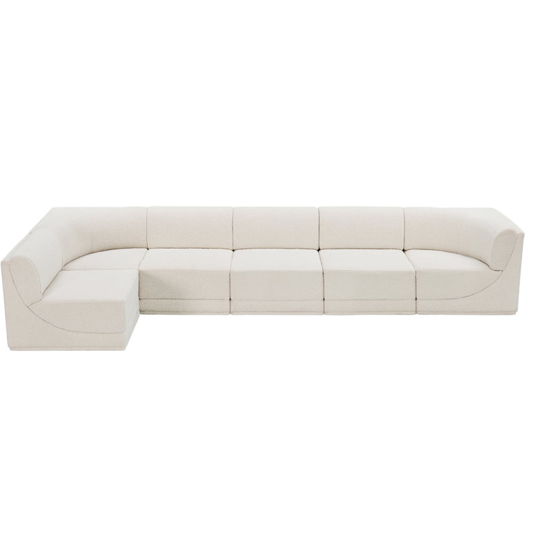 Canapé modulaire rembourré 6 pièces Ollie, Tissu crème bouclé