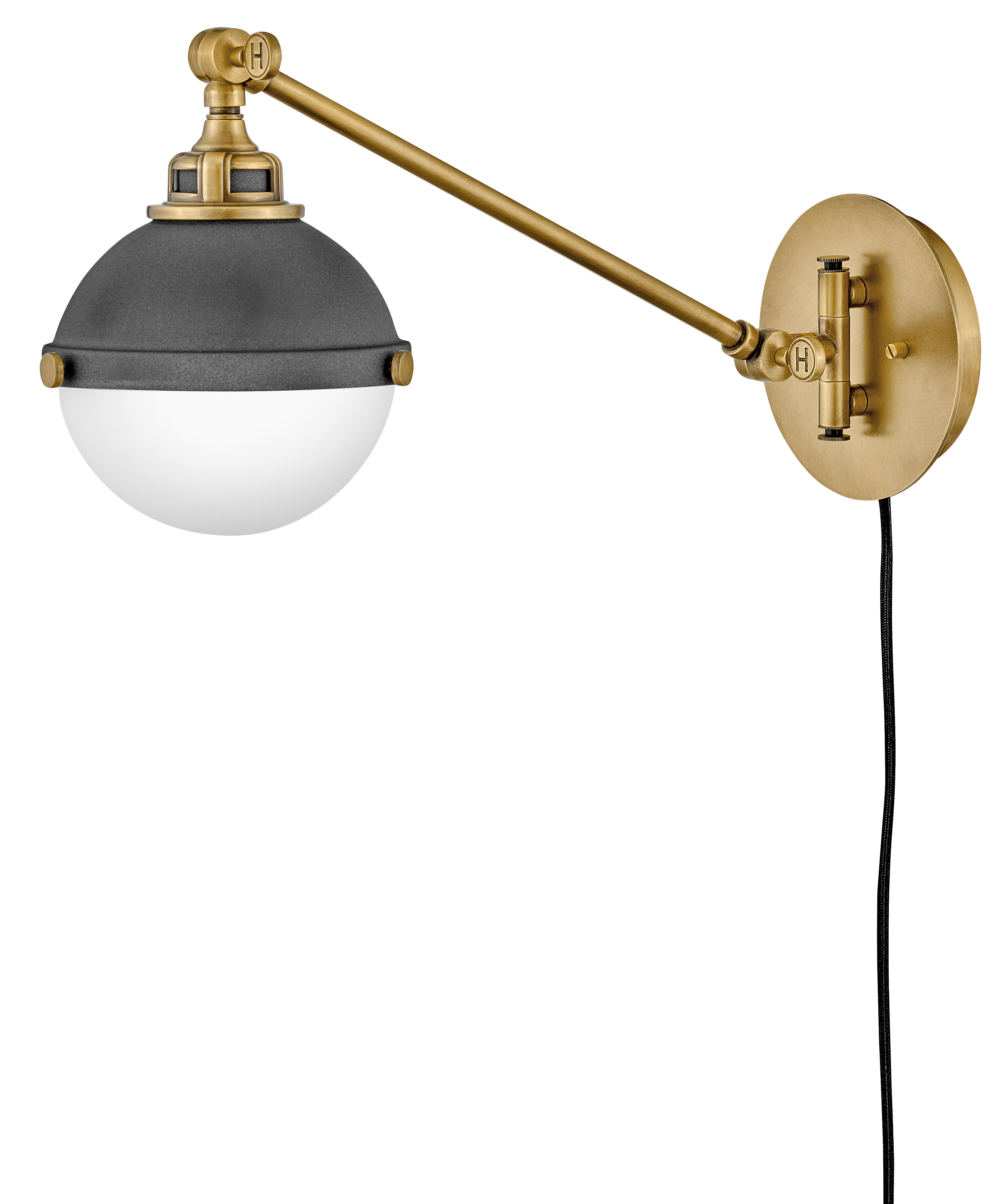 Hinkley Fletcher Single Light Swing Arm Single Light Wall Sconce w/ On ...