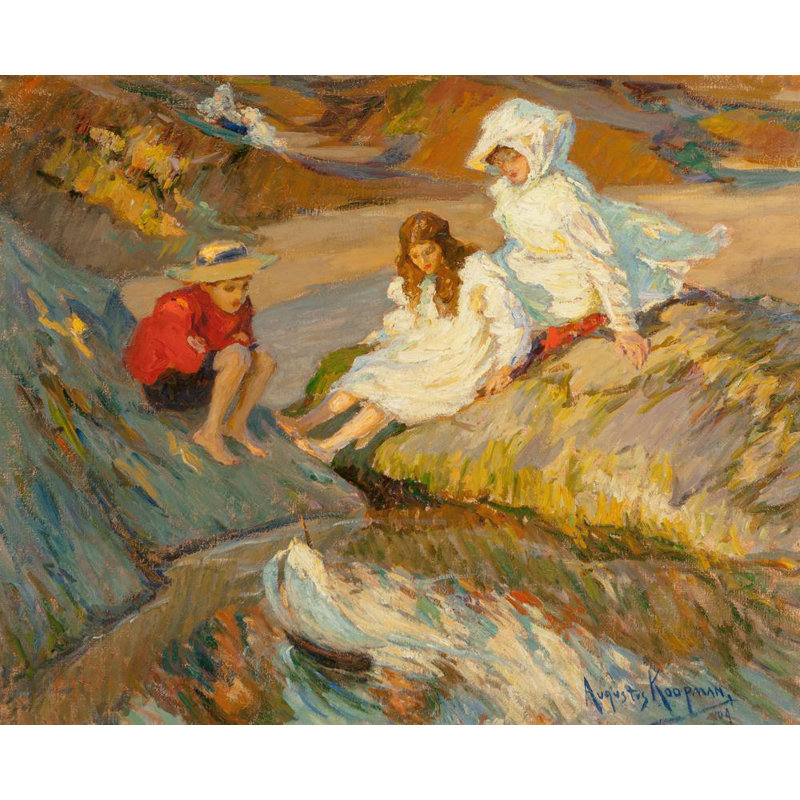 "Le petit bateau à voile" par Augustus Koopman - Art mural sur toile tendue avec châssis, H 18 po x l 14 po