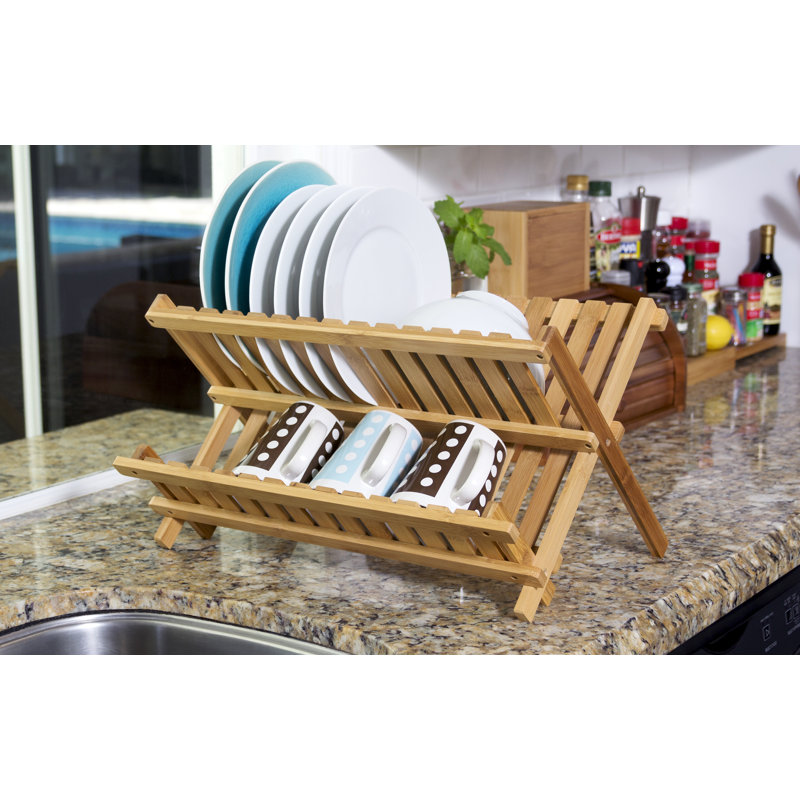 Adjustable Bamboo Two Tier Dish Rack