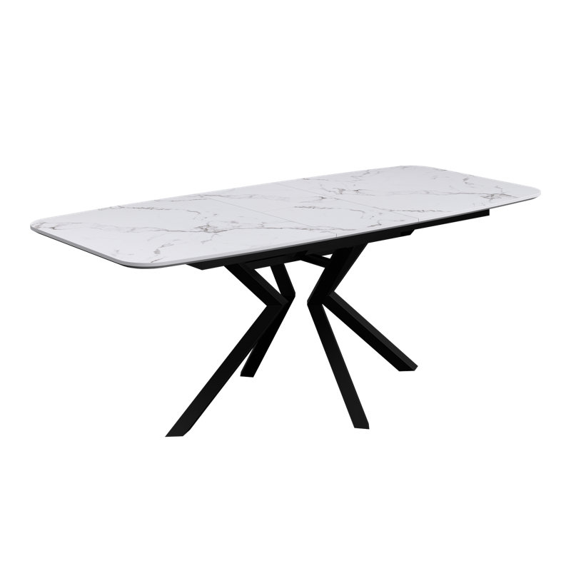 Extendable Metal Base Dining Table, White