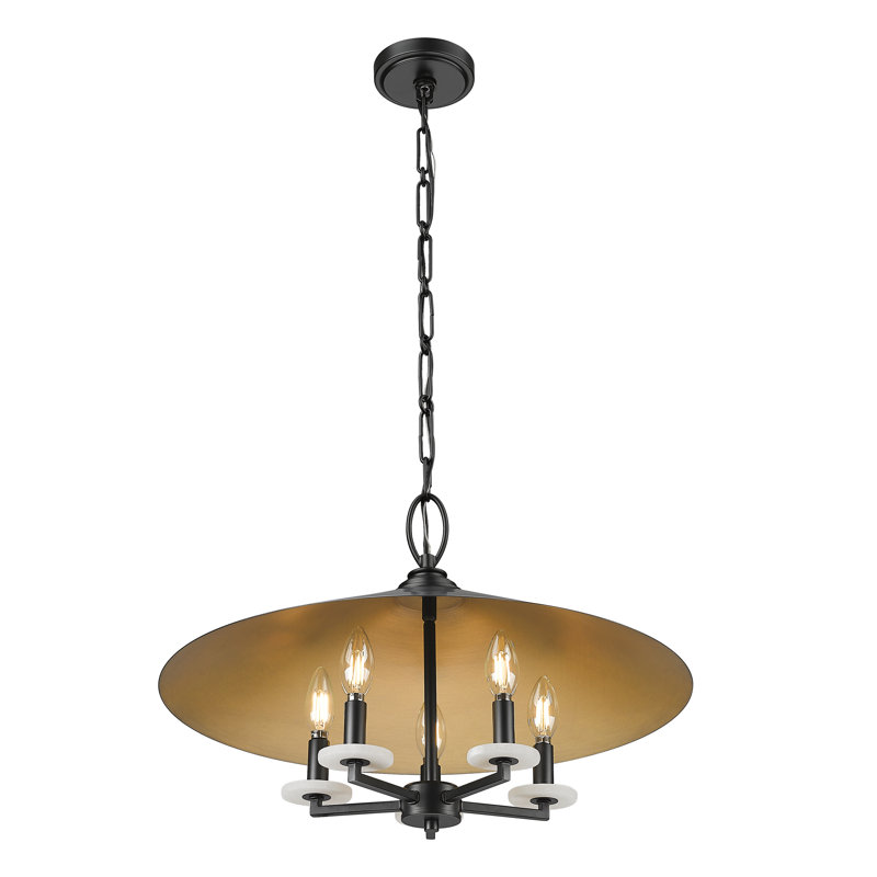 Luminaire suspendu 5 pouces Tammi 22 pouces, Noir mat, Noir et or