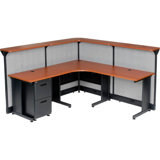 L-Shaped Synthetic Laminate Reception Desk with Power Outlet