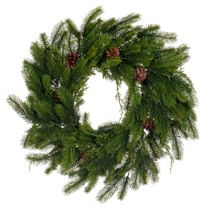 Faux Pine Wreath, 24" H x 24" W x 24" D
