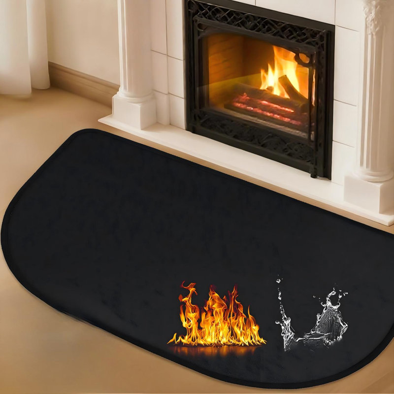 Fireplace Mat Fireproof, 2'4'' X 4' X 0.06'' Flame-Resistant Hearth Pad,Black
