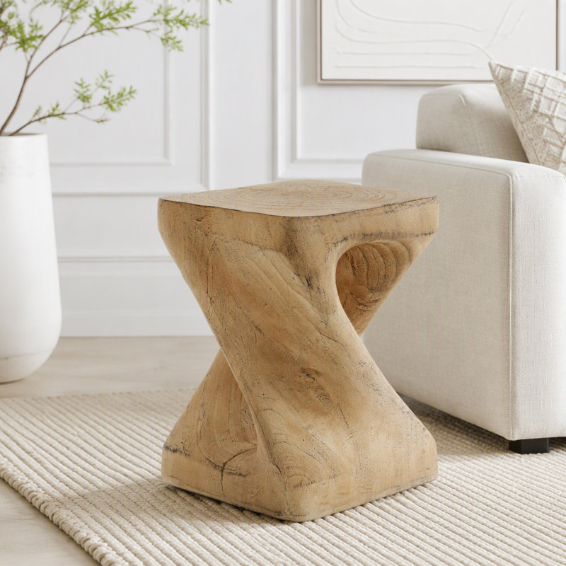 Table d'appoint à la texture imitation bois, Naturel
