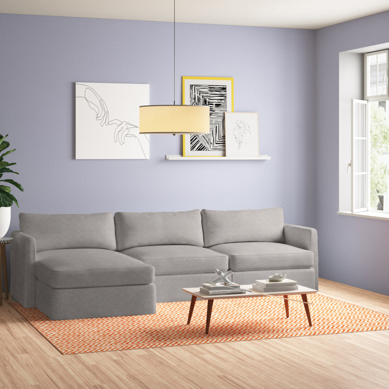 Hartig Upholstered L-Shaped Sectional, Left Hand Facing, Cast Silver Sunbrella®