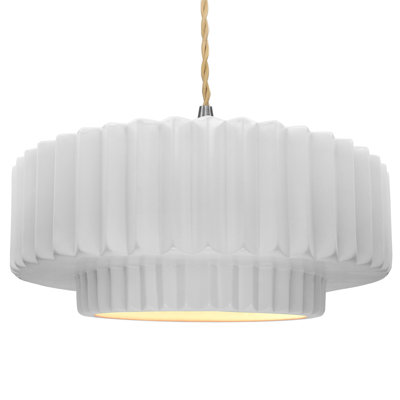 Gela 1-Light Ceramic and Metal Drum Pendant