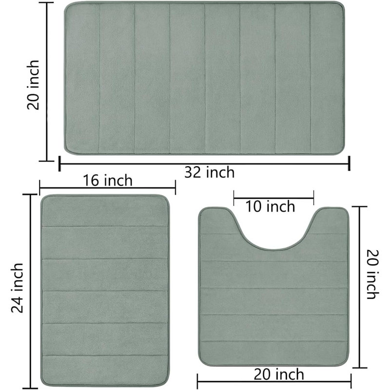 Tapis pour salle de bain Yorlei, Gris clair