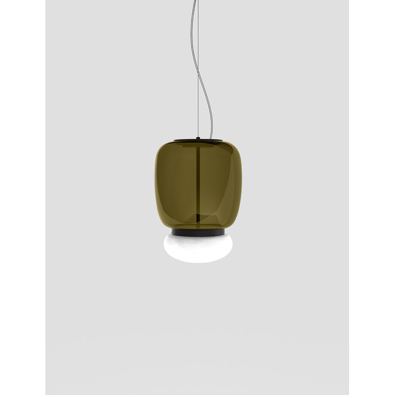 Faro 1 - Light Pendant, 95" H x 11.5" W x 11.5" D, White/Old Green, Matte Black